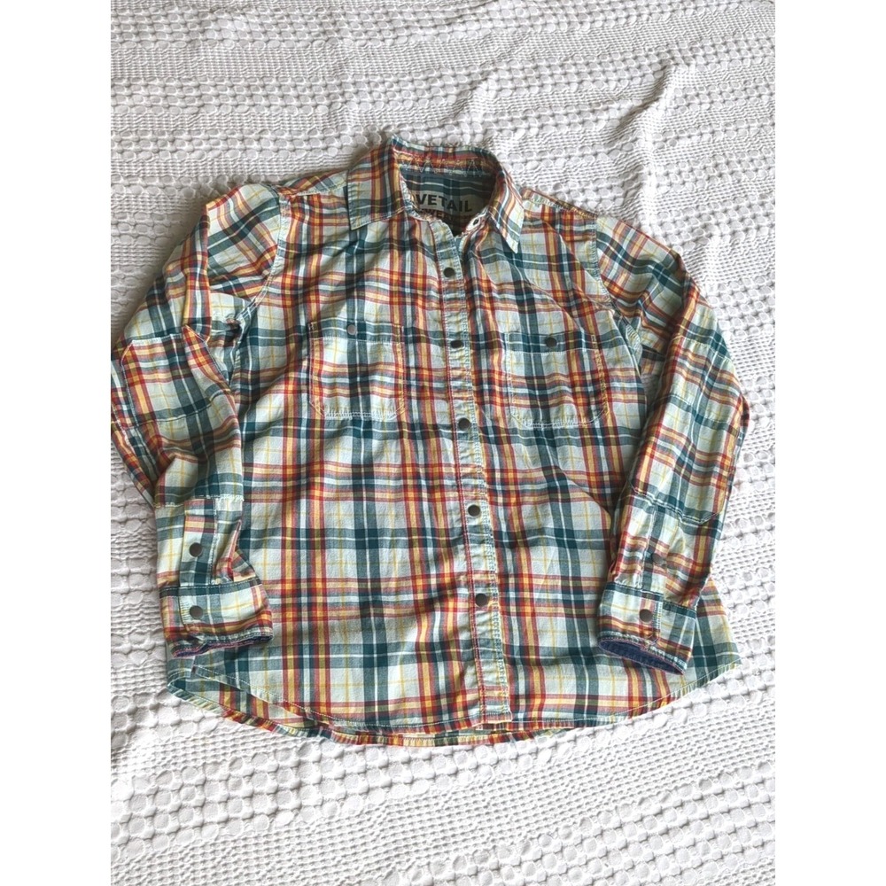 Dovetail Snap Work Shirt Oversized Long Sleeve Plaid Sz‎ XS